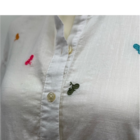 LOFT Cotton Embroidered Button Down Shirt Size Small - Picture 11 of 15